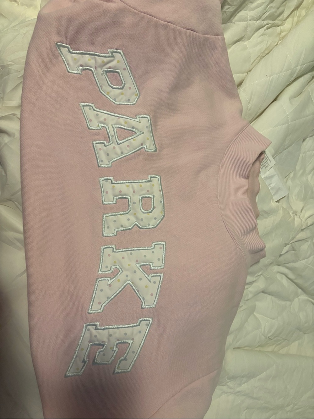 Cozy Pink Pajama Top with 'PARK' Appliqué
